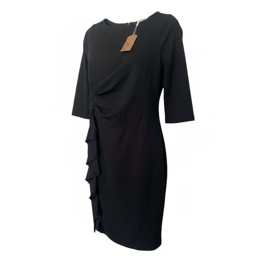 NWT AISIZE WOMEN XL Black Ruffle Elegant Business Pencil Dress Classic Retro